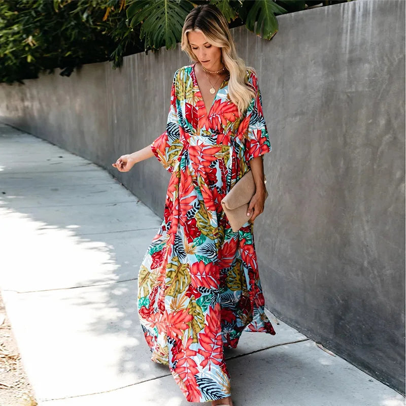 Women Swimsuit Crochet Beach Cover Up Dress Sleeve Kaftan Beach Tunic Long Pareos Bikinis Cover Ups Summer Robe Plage Beachwear - Matrix Studios
