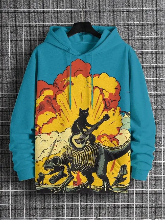 2026 Men's Hoodies Funny Cat Dinosaur UFO Art 3D Printed Cartoon Sweatshirt Men Women Tracksuit Oversized Casual Street Y2k Coat - Matrix Studios