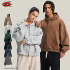 ZODF Trendy 2025 Winter Man Solid Fleece Boxy Hoodies Unisex 350gsm Double Head Zipper Hooded Sweatshirts Coat HY1122 - Matrix Studios