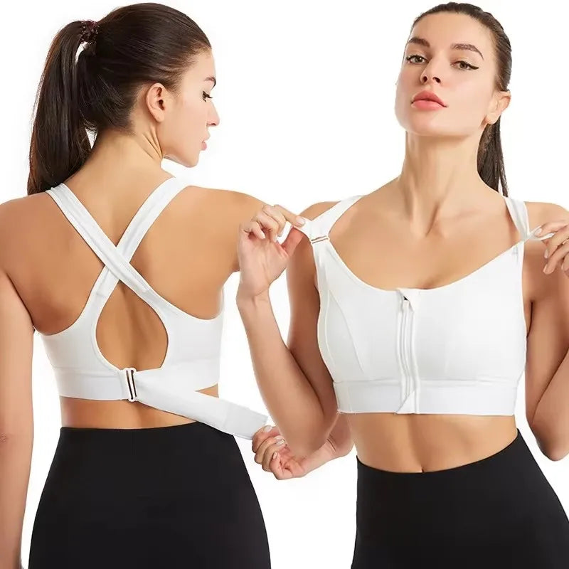 Sports Bras For Women Front Zipper Adjustable Strap Shockproof Elastic Fitness Athletic Brassiere Slim Yoga Crop Top - Matrix Studios