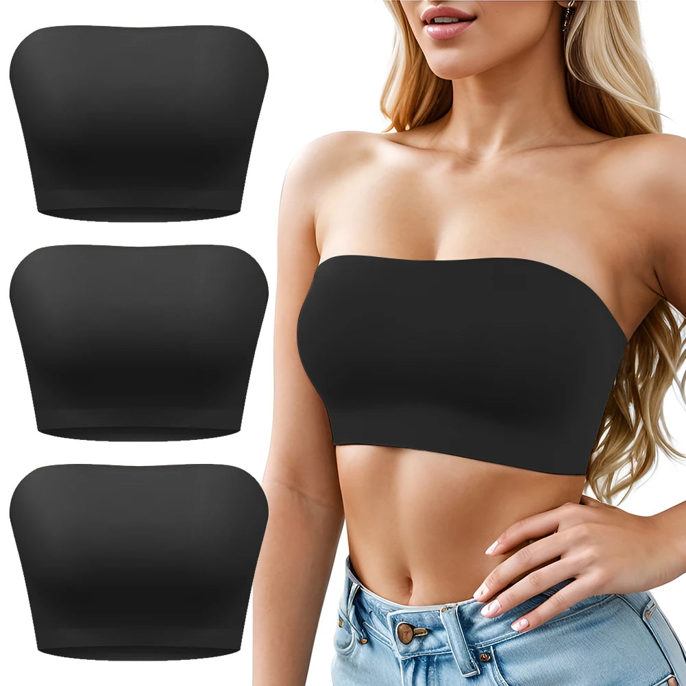 Sexy Seamless Strapless Tube Top Bra Women's Half Cup Ultra Thin Silicone Non-slip Underwear Off-the-shoulder  Dress Lingerie - Matrix Studios
