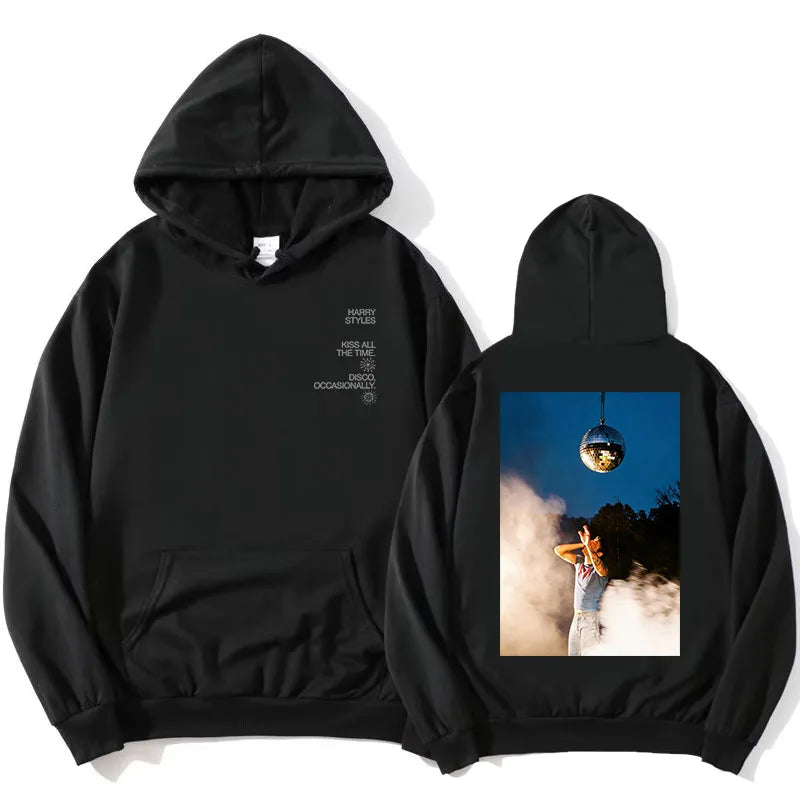 HarryStyles KISS ALL THE TIME. DISCO, OCCASIONALLY.  Hoodies Album Design Graphic Print Sweatshirts Women Clothing Fleece Hoodie - Matrix Studios