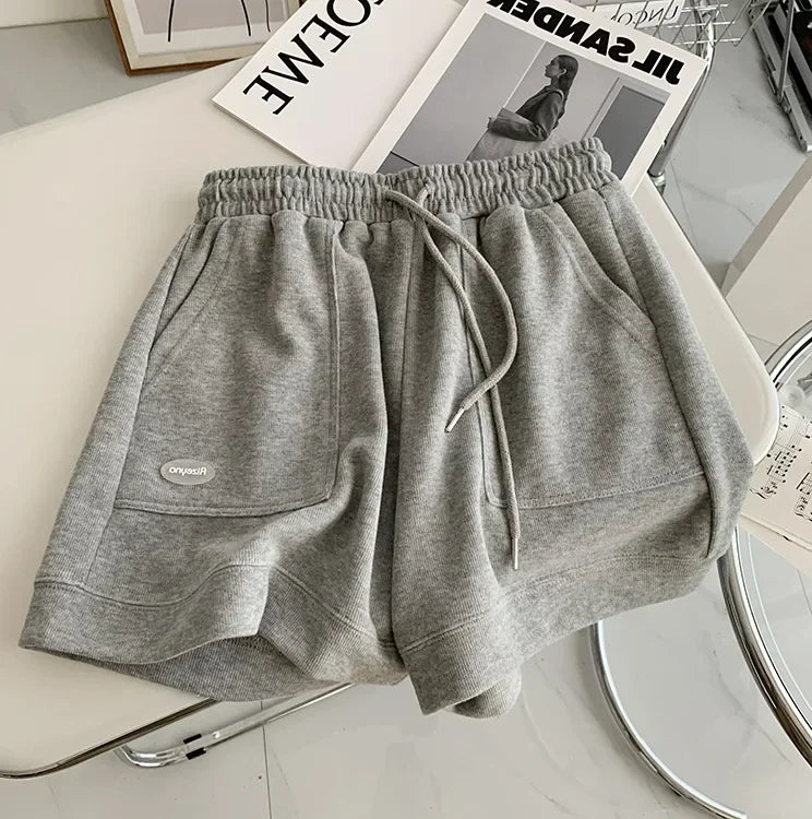 2026 Women's Comfortable Loose Wide-legged Drawstring A Pants Slim Waist Slim Fit Casual Home Versatile Sports Shorts New - Matrix Studios