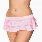 Women's Mini Skirt Low Waist Solid Color  Skirt Ruffle Hem Skirt Role Play Schoolgirl Costume - Matrix-studios.com