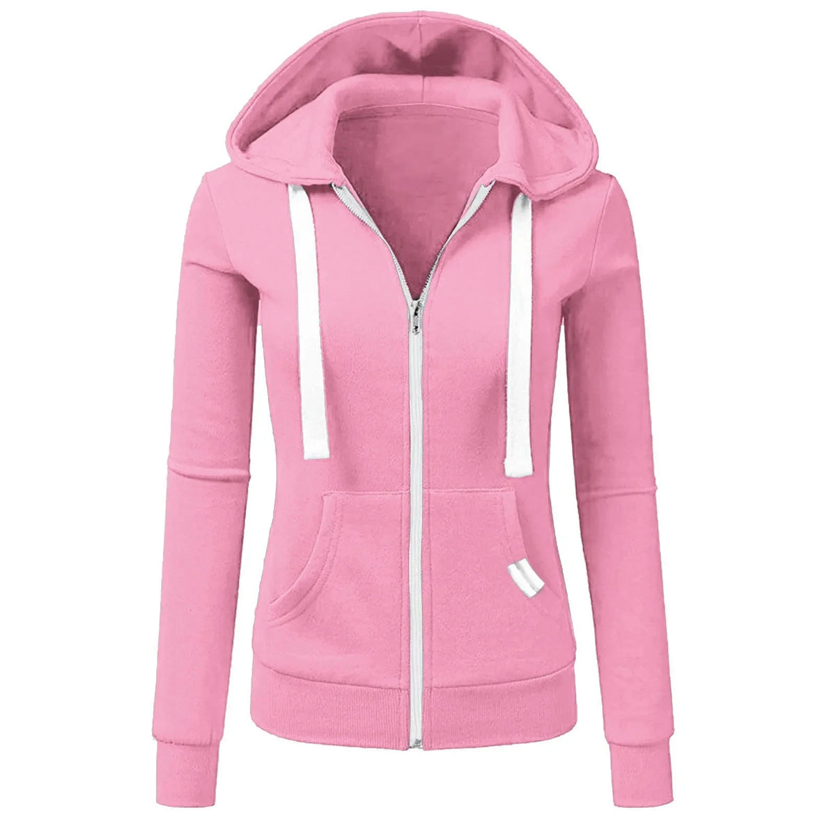 2024 Autumn/Winter New Women's Personalized Fashion Sports Hoodie Long Sleeve Drawstring Pocket Zipper Coat Woolen Sweater Top - Matrix Studios