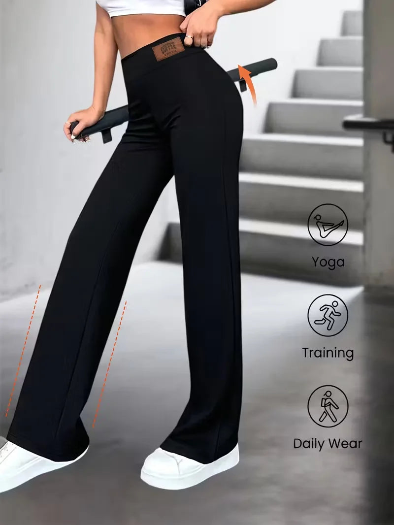 Womens High Waisted Straight Leg Pants Stretchy Black Solid Commuting Trousers Color Elegant And Essential For Office Wear Jeans - Matrix-studios.com