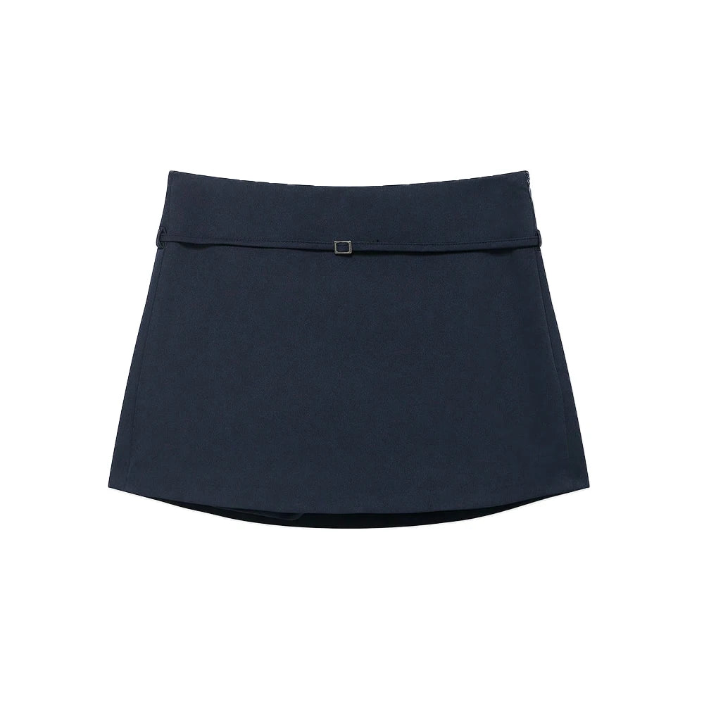 Women's Solid Color Skort with Belt Side Zipper Casual Shorts Skirts Fashionable And Stylish Women's Clothing - Matrix Studios