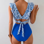 Two-Pieces Tankini Bikinis Ladies Swimwears Outfit Women Fashion Printed Ruffle Summer 2pcs Split Swimsuit Woman Swimwear - Matrix-studios.com