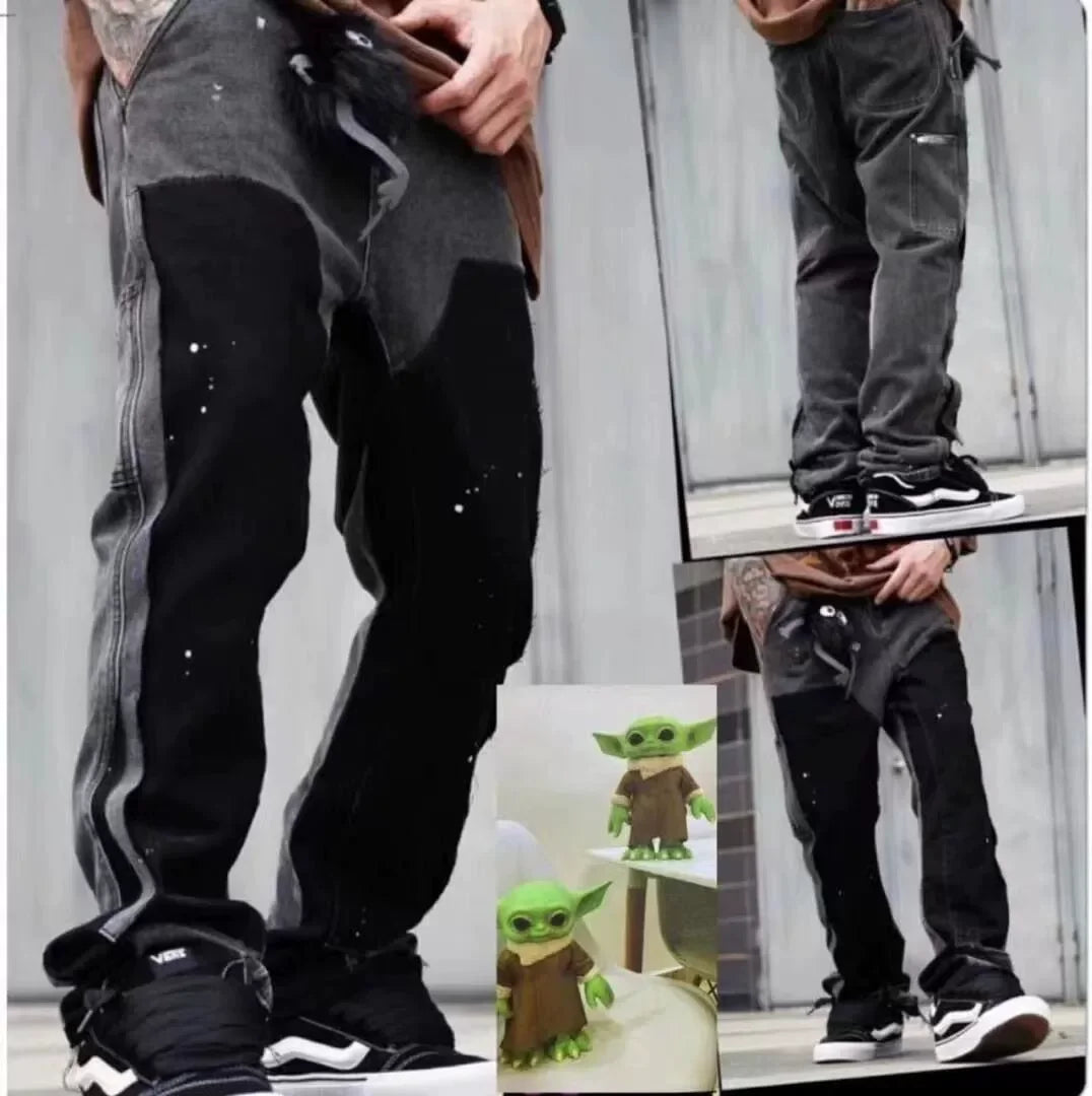 2025 Vintage Men's Jeans Distressed Vibe Bell Bottoms Clean Fit Woodworking Workwear Denim Pants For Outdoor Trade - Matrix Studios