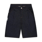 On Air Shorts Men Casual Baggy Jeans Short Y2k Retro Blue Pocket Embroidery Wide Leg Denim Jorts Hip Hop Skateboard Streetwear