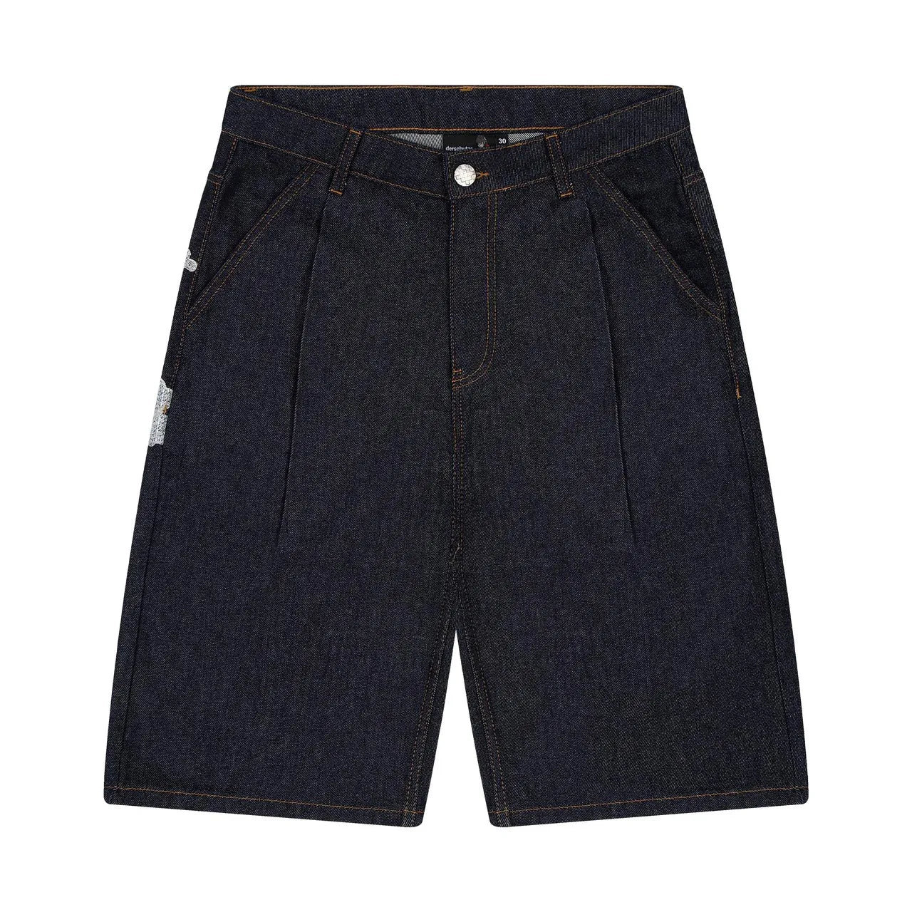 On Air Shorts Men Casual Baggy Jeans Short Y2k Retro Blue Pocket Embroidery Wide Leg Denim Jorts Hip Hop Skateboard Streetwear