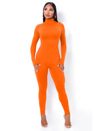 Hugcitar Long Sleeve Solid Turtleneck Skinny Bodycon Jumpsuit Autumn Winter Women Fashion Streetwear Casual Romper - Matrix Studios