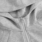 Gray Zipper Hooded Sweatshirt Women 2026 New Korean Slim Fit Cardigan Long Sleeve Coat Woman Solid Pockets Sports Hoodies Jacket - Matrix Studios