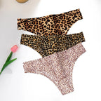 WarmSteps 3Pcs/Set Sexy Leopard Thongs Women's Panties Thongs 2024 New Female Underwear Seamless Printed Panties Ice Silk Briefs - Matrix Studios