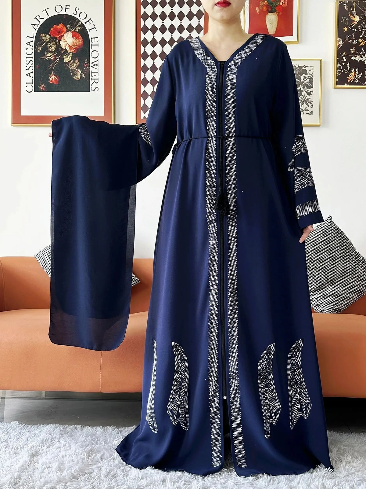 New Women Elegant Dress Chiffon Open Abaya with Zipper Muslim Women Dress Islamic Clothing Cardigan Abaya Women Muslim Dress - Matrix-studios.com