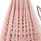 Sweet Layered Cake Me Skirt Elastic Waist Princ Long Dr Korean Sle High Waist Polyester Fabric Mid-Length Skirt - Matrix-studios.com
