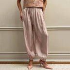 Linad Elegant Pink Crepe Loose Bloomers For Woman Street Chic Pleated Trousers Female Autumn Vintage High Waist Long Pants 2025 - Matrix-studios.com