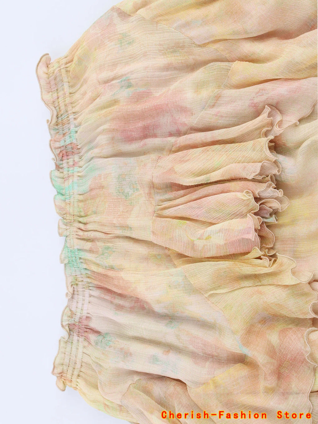 French Style Floral Lace A- Line Skirt Spring Autumn Women's New Style Ruffled Skirt Printed Half-length Skirt Polyester Fibe - Matrix-studios.com