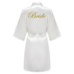 Rose Gold Satin Team Bride Bridesmaid Robe Wedding Bathrobe Gown Women Dressing Sleepwear Mother Maid of Honor Kimono - Matrix-studios.com