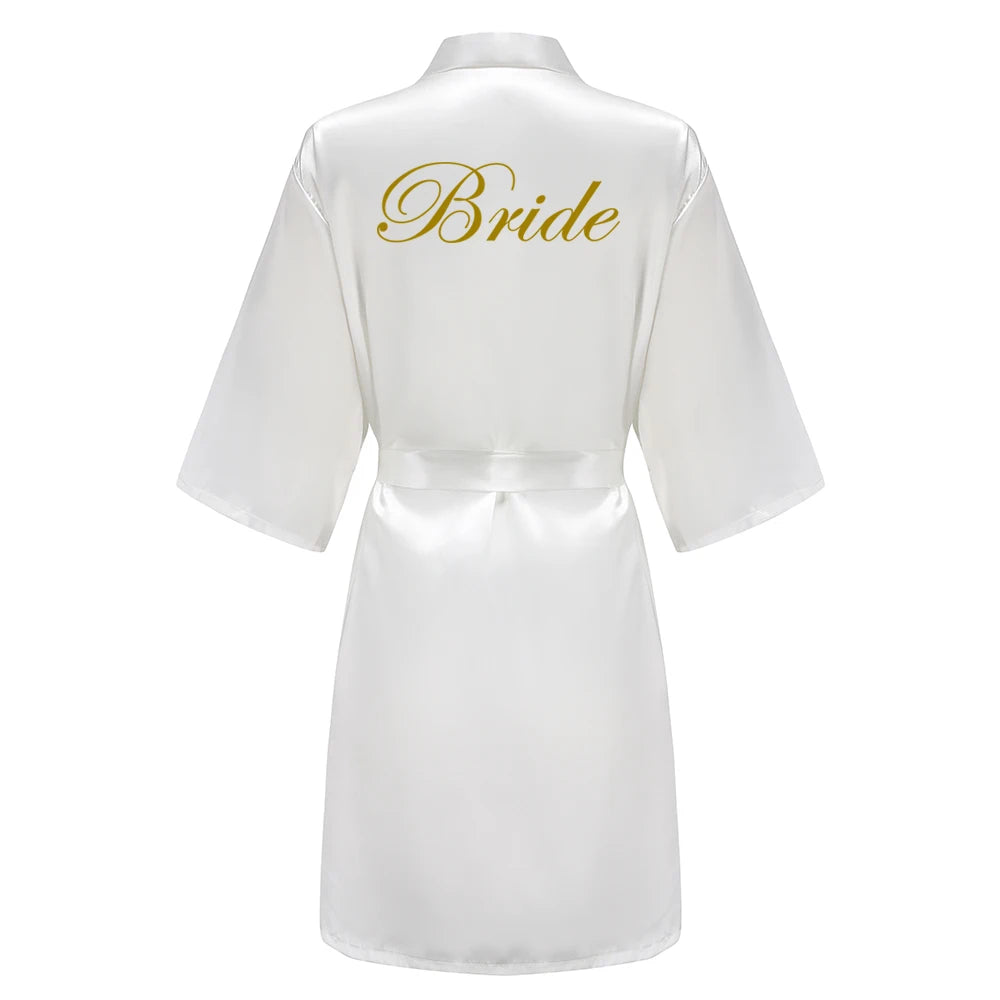 Rose Gold Satin Team Bride Bridesmaid Robe Wedding Bathrobe Gown Women Dressing Sleepwear Mother Maid of Honor Kimono - Matrix-studios.com