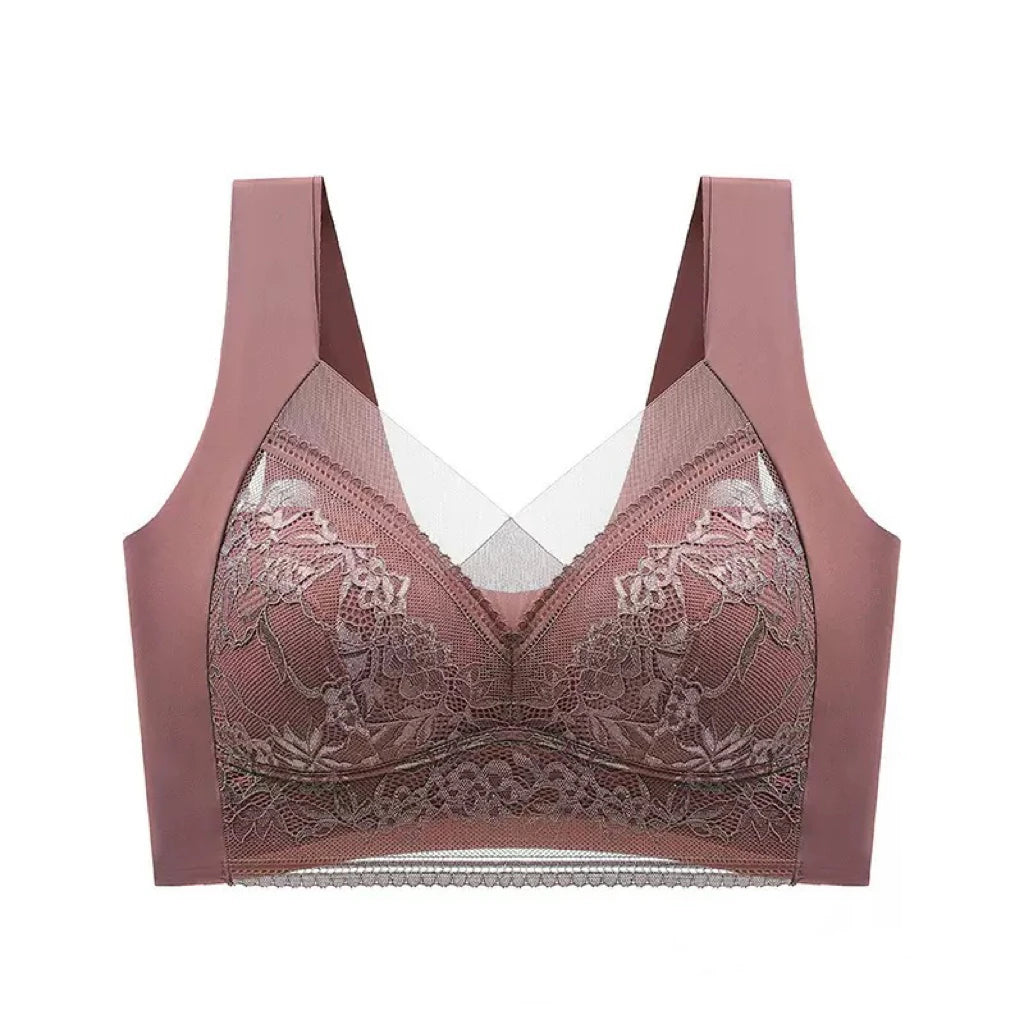 1pcs Women Lace Plus Size Bra Basic Anti Sagging Thin Vest With Padded Female Brassier Lady Ice Silk Seamless Comfort Breath Bra - Matrix Studios