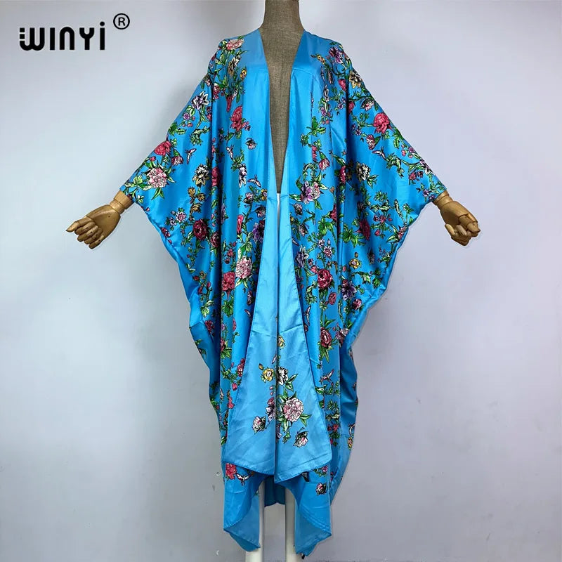 WINYI Kimono Africa Summer Boho Print Beach Outfits for Women Cover-Up Long Coat Elegant Coat Beach Outfits for Women Maxi Dress - Matrix Studios