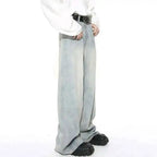 IEFB Washed Male Jeans Korean Fashion Worn Out Gradient Color Men's Denim Straight Pants Men Wide Leg Trousers Spring New 9C4502 - Matrix Studios