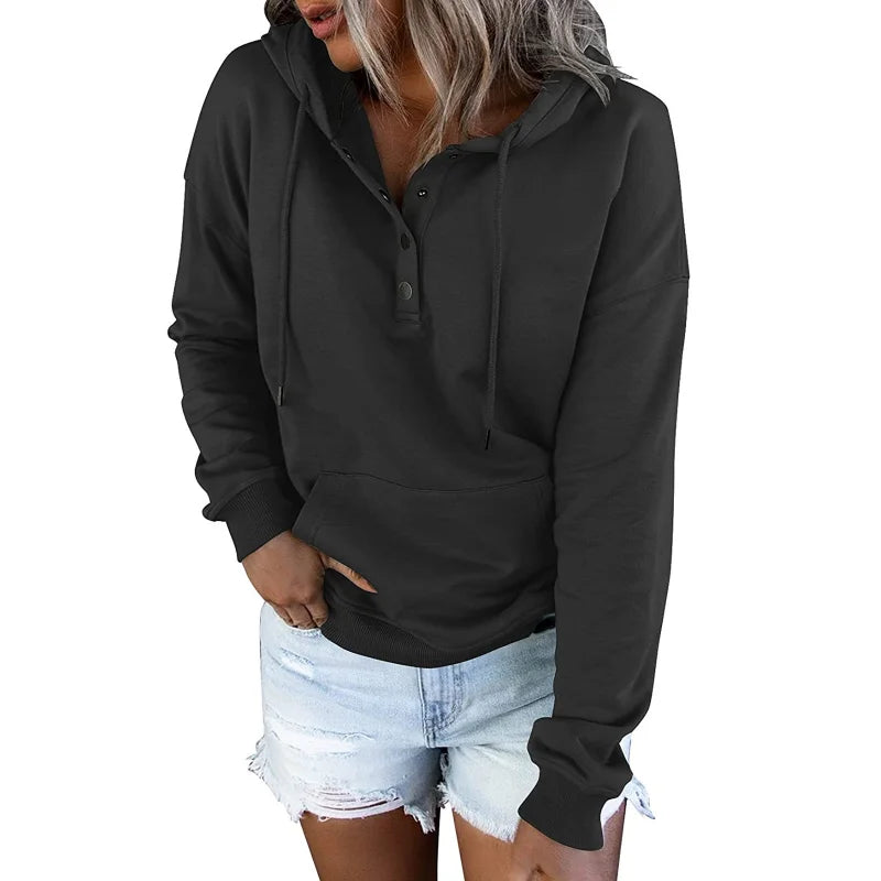 European and N Women's Long-sleeved Loose Casual Hooded Drawstring Pocket Hoodie - Matrix Studios
