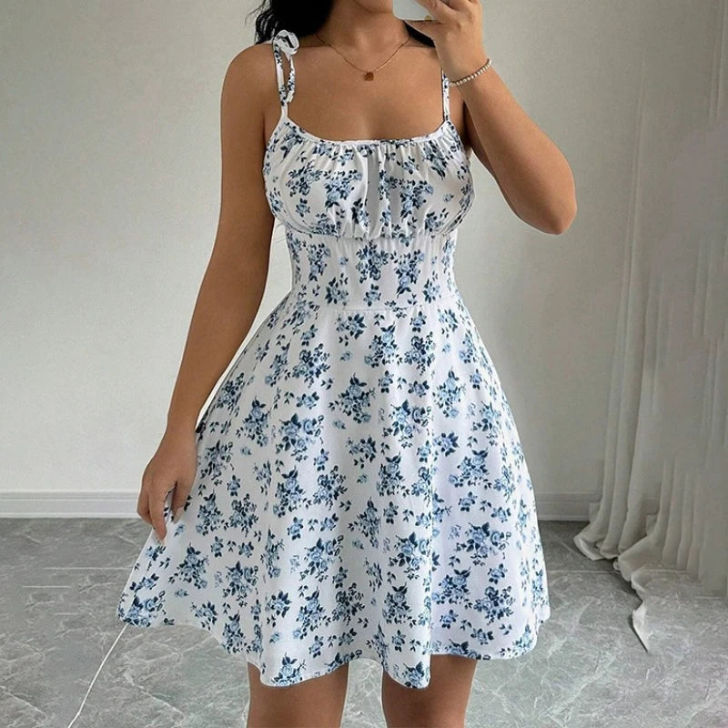Women's Summer Floral Spaghetti Strap Beach Short Dress,Womens Dresses,Woman Clothing,Woman Clothes,Sundress,New in Dress 2025 - Matrix-studios.com
