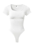 Women Plus Size Square Neck Short Sleeve Bodysuit Tummy Control Body Shaper Seamless Slimming Fashion Shapewear Jumpsuit - Matrix Studios
