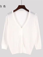 Korean Fashion Summer Autumn M-6XL Women V-Neck Knitted Casual Loose Full Sleeve Sweaters Cardigans Lady Knitting Outwear ZY6870 - Matrix Studios