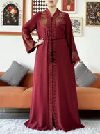 New Women Elegant Dress Chiffon Open Abaya with Zipper Muslim Women Dress Islamic Clothing Cardigan Abaya Women Muslim Dress - Matrix-studios.com