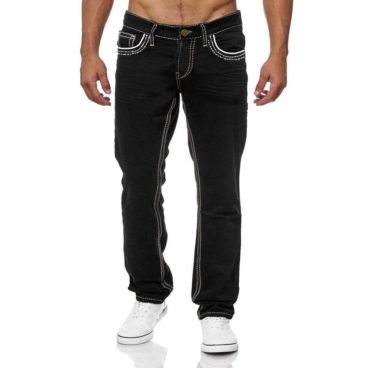 Straight Jeans Men Washed no hole Jean Spring Summer Boyfriend Jeans Streetwear Loose Cacual Designer Long Denim Pants Trousers - Matrix Studios