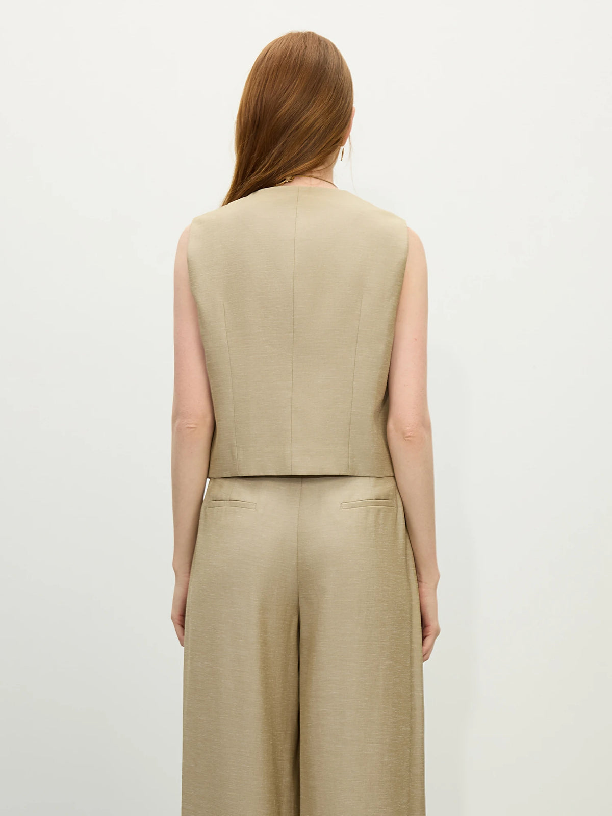 FSLE 2025 Summer Old Money Vest Wide-Leg Pants Set Vintage Tailored Two-Piece Adjustable Waist Eco Linen for Boardroom to Brunch - Matrix-studios.com