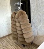 70CM 4in1 New Fast Shipping New Fashion Women Fashion Real Natural Fox Fur Long Coat Jacket for Winter Warm Over Coat - Matrix Studios
