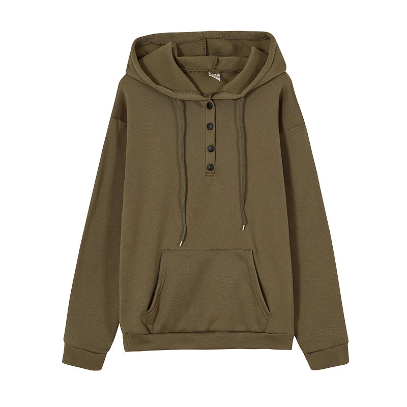 European and N Women's Long-sleeved Loose Casual Hooded Drawstring Pocket Hoodie - Matrix Studios