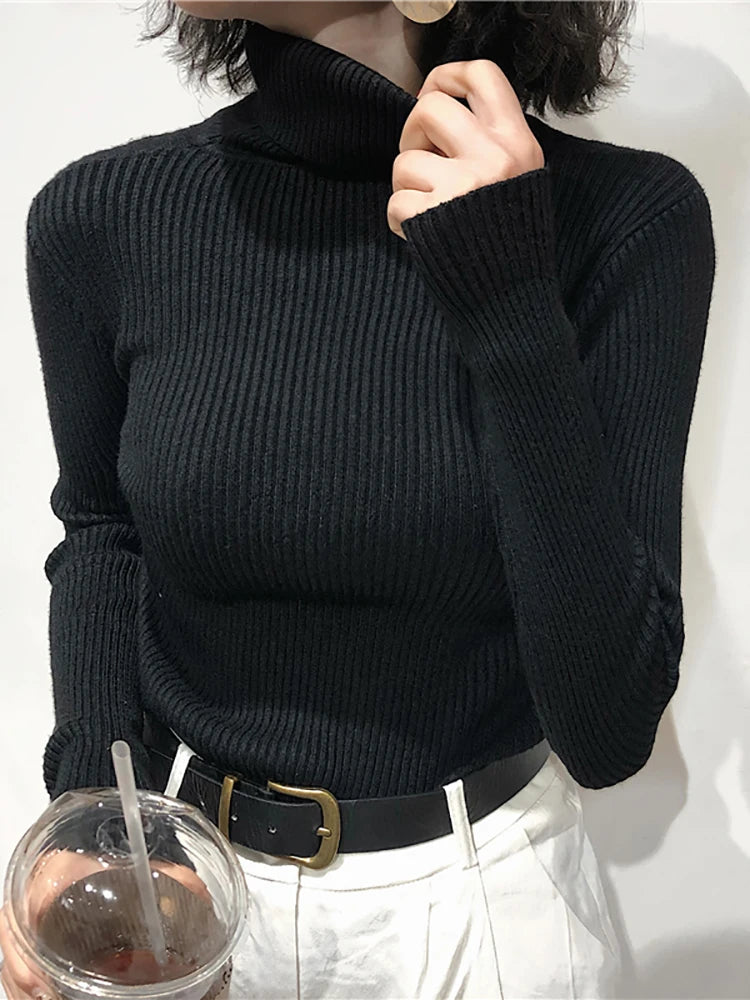 Turtleneck Sweater Womens 2026 Autumn Winter Tops Korean Slim Women Pullover Jumper Knitted Sweater Pull Femme Hiver Truien - Matrix-studios.com