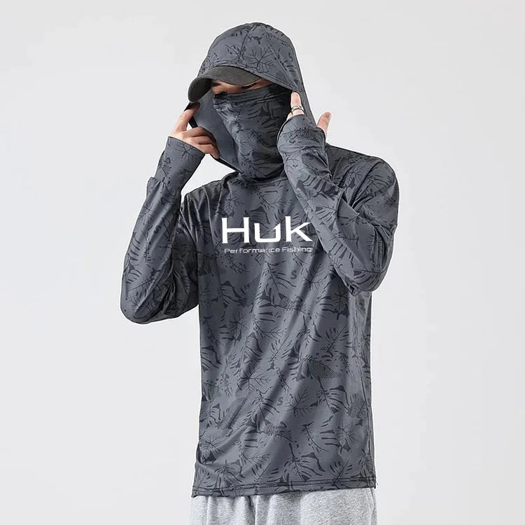 Men's Fishing hooded sweatshirt Fishing UV protection hoodie Camiseta De Pesca clothing hooded top grey white - Matrix Studios