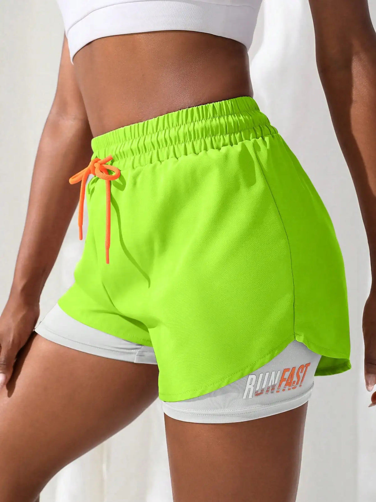 Women's High Rise Yoga Shorts With Elastic Proximity Control Running Shorts, Fake Two Pieces Pants - Matrix Studios