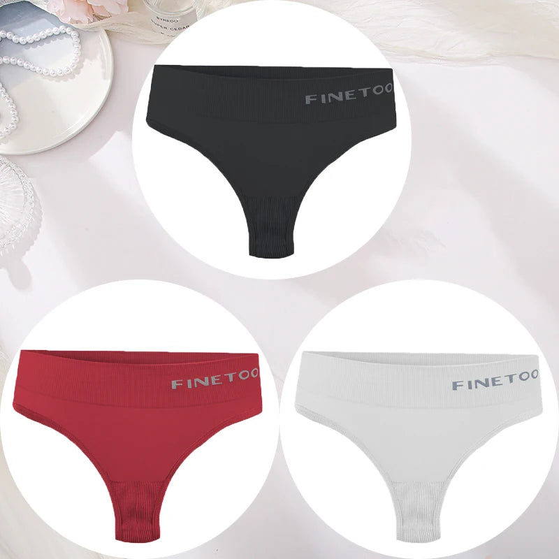 3PCS/Set Women's Panties Sexy Underwear FINETOO Large Size Thong Women Seamless Panties High Waist Girls Thongs M-2XL - Matrix Studios