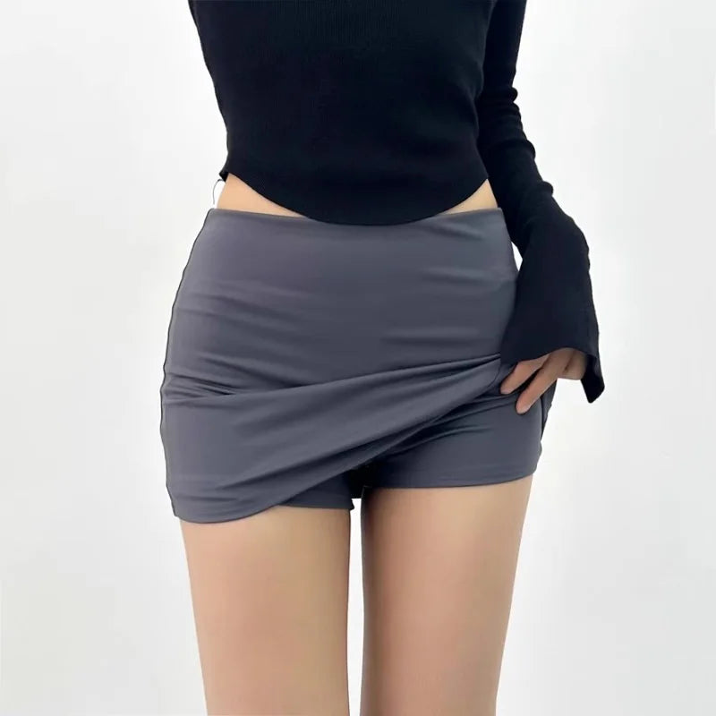 Women Low Rise Mini Skirt With Take The Short Cut Detail Slim Fit Mini Skort - Matrix-studios.com