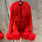 Sheep Collar Coats Women Winter Luxury Mongolian Fur Leather Jackets with Long Sleeve 7251 - Matrix Studios