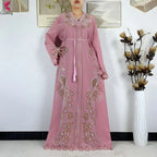 2026New Dubai Muslim Women Modest Dress Diamond Chiffon Elegant Arabic Femme Hijab African Abaya Islamic Long Sleeve Turkey Robe - Matrix-studios.com