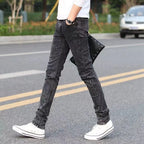 Fashion Mens Slim Fit Denim Pencil Pants High Quality Black White Skinny Stretch Jeans Mens High Street Jeans Four Season - Matrix Studios