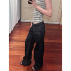 American Retro Low Waist Wide Leg Jeans Women's Summer Autumn Loose Drapey Tall Extended Length Hot Girls Wide Leg Pants - Matrix-studios.com