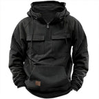 New Autumn-Winter Men's Hooded Solid-Color Casual Hoodie - Fashionable Young Man's Multi-Pocket Patch Hoodie Pullover Shirt - Matrix Studios