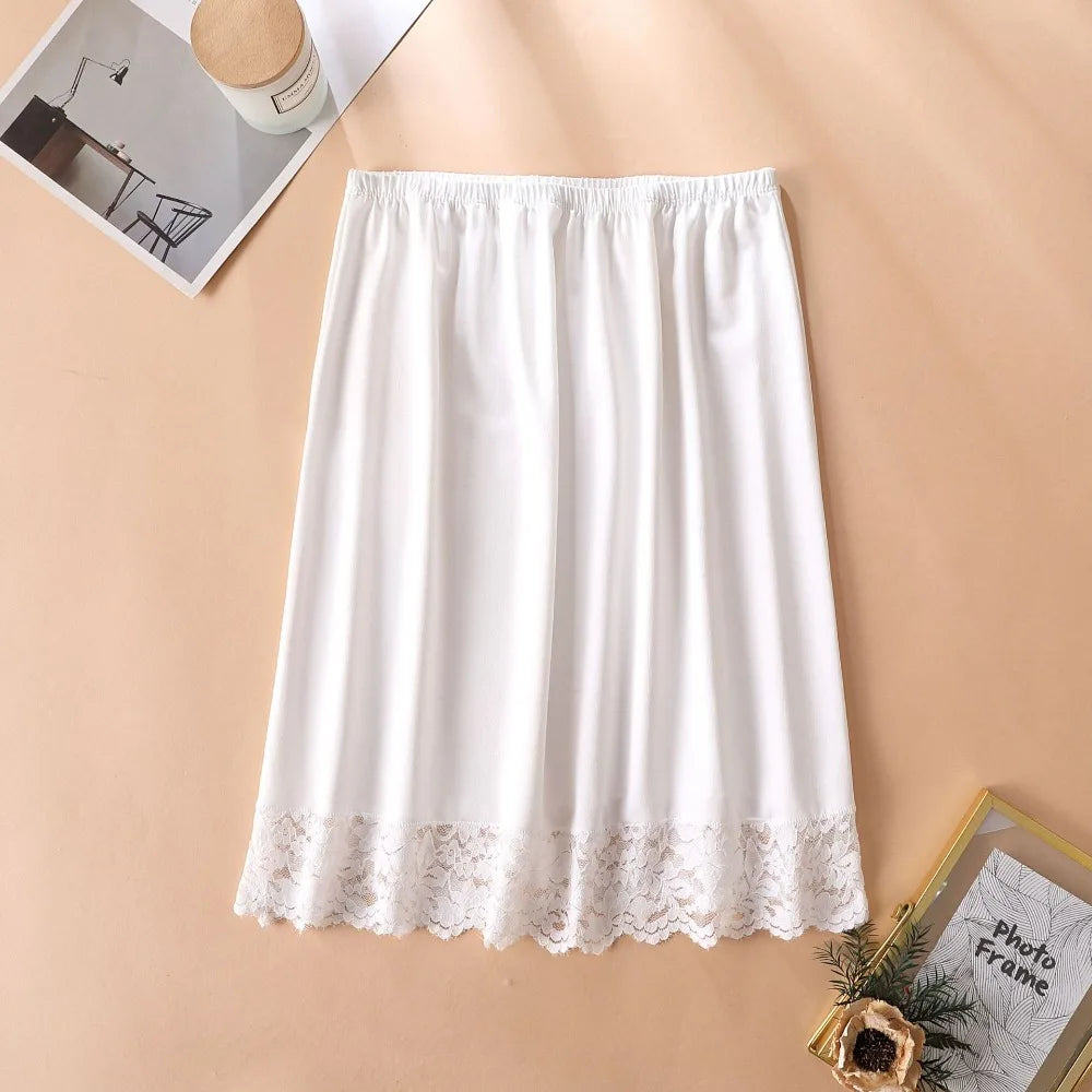Thin Ice Silk Modal Female Half Length Skirt Lace Anti-Penetrating Underskirt Anti-glare Mesh Flower Innerwear Short Skirt Women - Matrix-studios.com