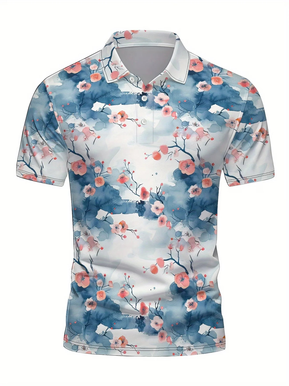 Japanese Cherry Blossom Pattern Polo Shirt For Men Women 3D Print T-Shirts Harajuku Street Short Sleeve Lapel Polo Tops Tees - Matrix-studios.com
