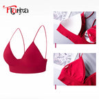 Flarixa Triangle Cup Deep V Neck Bralettes Camisole Bra for Woman Yoga Top Corset With Push Up Effect Soft Underwear Lingerie - Matrix Studios