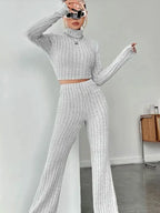 Stand Collar Navel T-shirt and Trumpet pants - Matrix-studios.com
